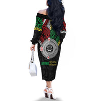 Aotearoa and Cook Islands Mo Te Tiriti Family Matching Off The Shoulder Long Sleeve Dress and Hawaiian Shirt New Zealand Honour The Treaty Ake!Ake!Ake! LT9 - Polynesian Pride