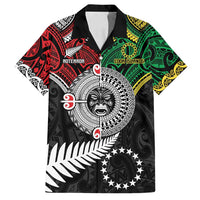 Aotearoa and Cook Islands Mo Te Tiriti Family Matching Summer Maxi Dress and Hawaiian Shirt New Zealand Honour The Treaty Ake!Ake!Ake! LT9 Dad's Shirt - Short Sleeve Green - Polynesian Pride