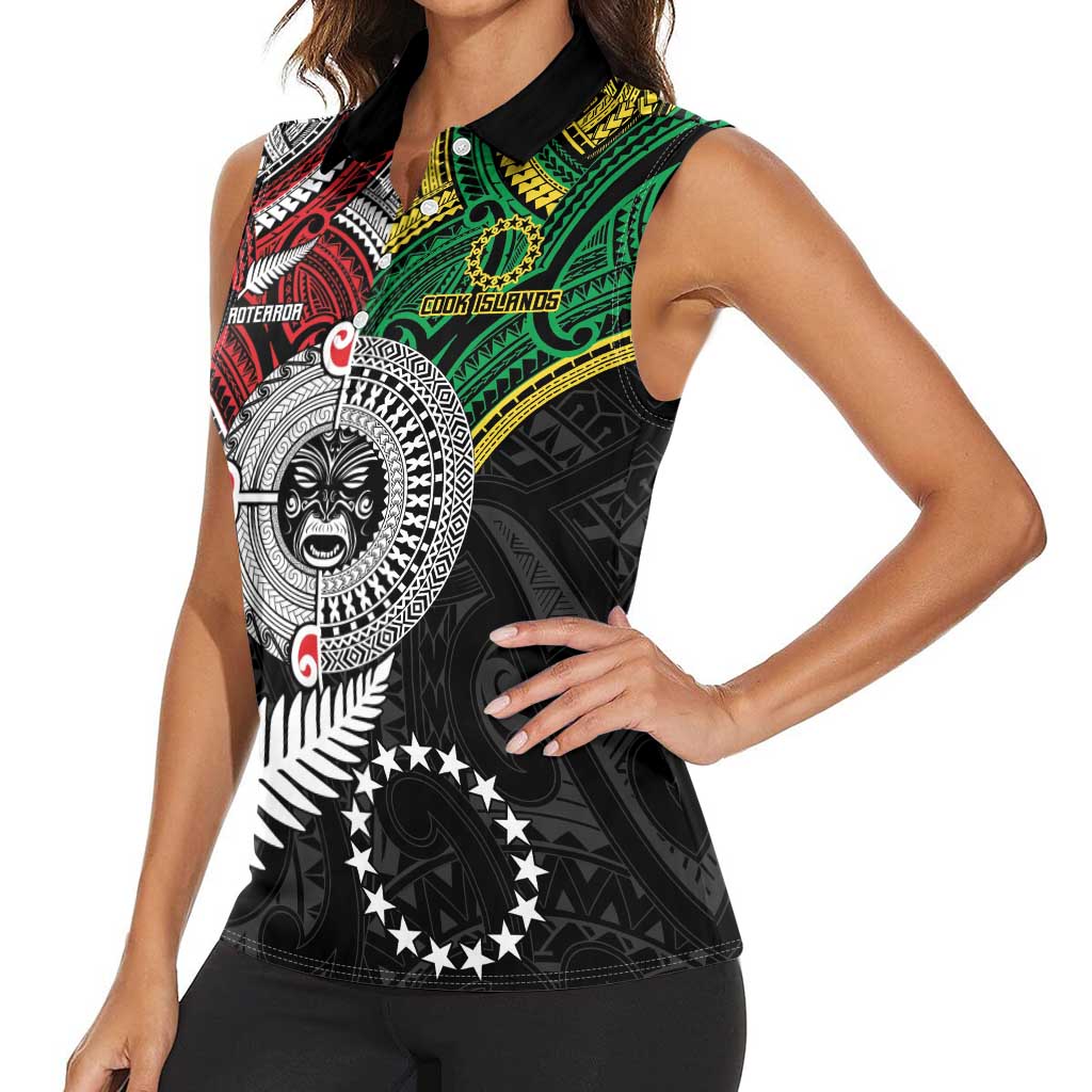 Aotearoa and Cook Islands Mo Te Tiriti Women Sleeveless Polo Shirt New Zealand Honour The Treaty Ake!Ake!Ake! LT9 - Polynesian Pride