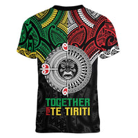 Aotearoa and Cook Islands Mo Te Tiriti Women V-Neck T-Shirt New Zealand Honour The Treaty Ake!Ake!Ake! LT9 - Polynesian Pride