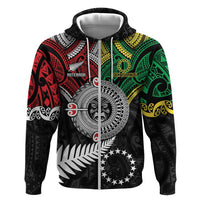 Aotearoa and Cook Islands Mo Te Tiriti Zip Hoodie New Zealand Honour The Treaty Ake!Ake!Ake! LT9 Zip Hoodie Green - Polynesian Pride