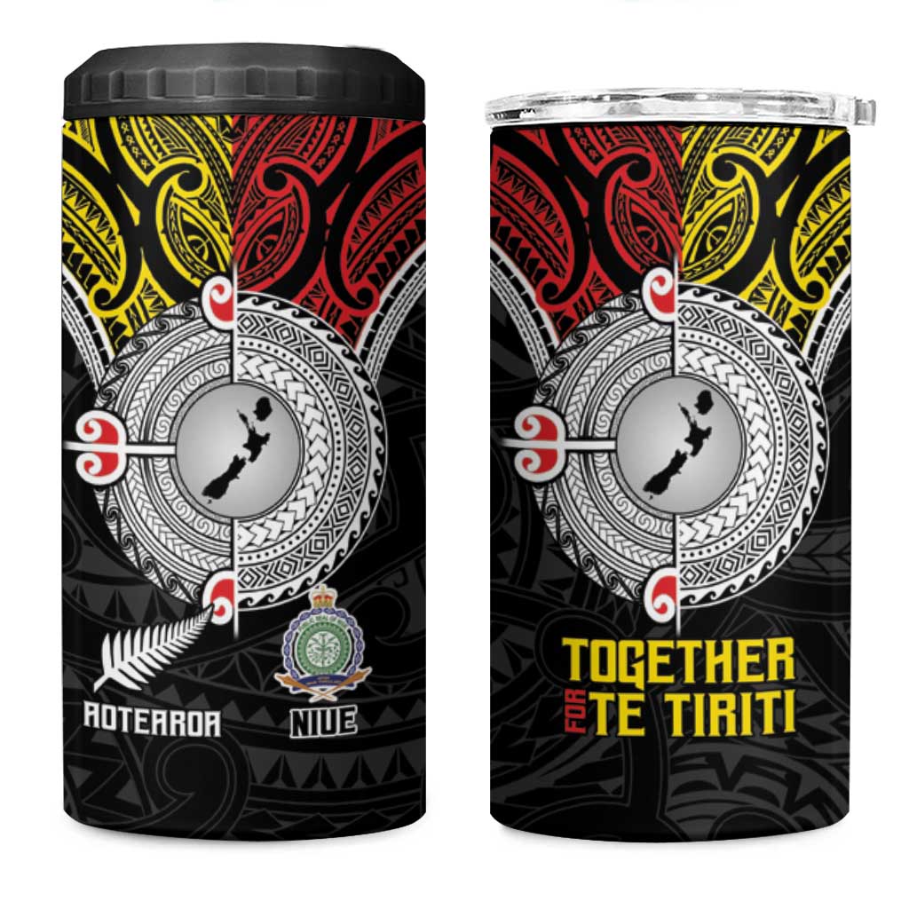 Aotearoa and Niue Mo Te Tiriti 4 in 1 Can Cooler Tumbler New Zealand Honour The Treaty Ake!Ake!Ake!