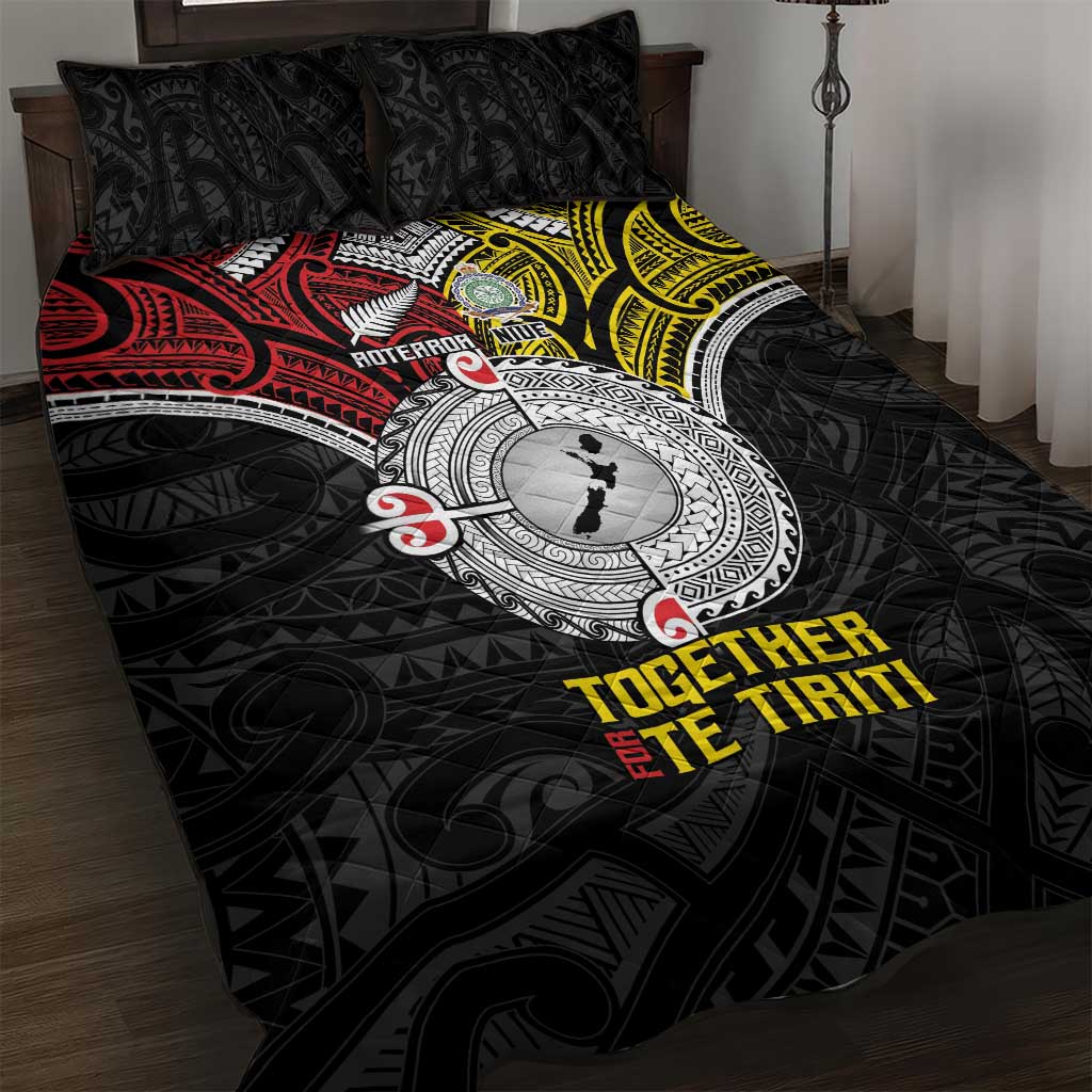 Aotearoa and Niue Mo Te Tiriti Quilt Bed Set New Zealand Honour The Treaty Ake!Ake!Ake!