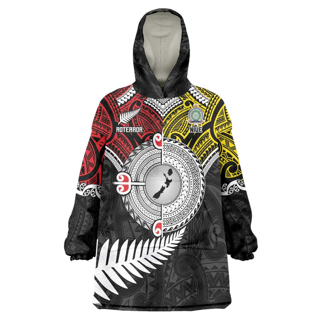 Aotearoa and Niue Mo Te Tiriti Wearable Blanket Hoodie New Zealand Honour The Treaty Ake!Ake!Ake!