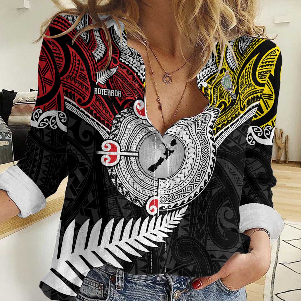 Aotearoa and Niue Mo Te Tiriti Women Casual Shirt New Zealand Honour The Treaty Ake!Ake!Ake!