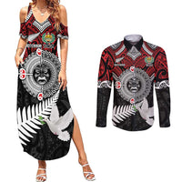 Aotearoa and Tonga Mo Te Tiriti Couples Matching Summer Maxi Dress and Long Sleeve Button Shirt New Zealand Honour The Treaty Ake!Ake!Ake!