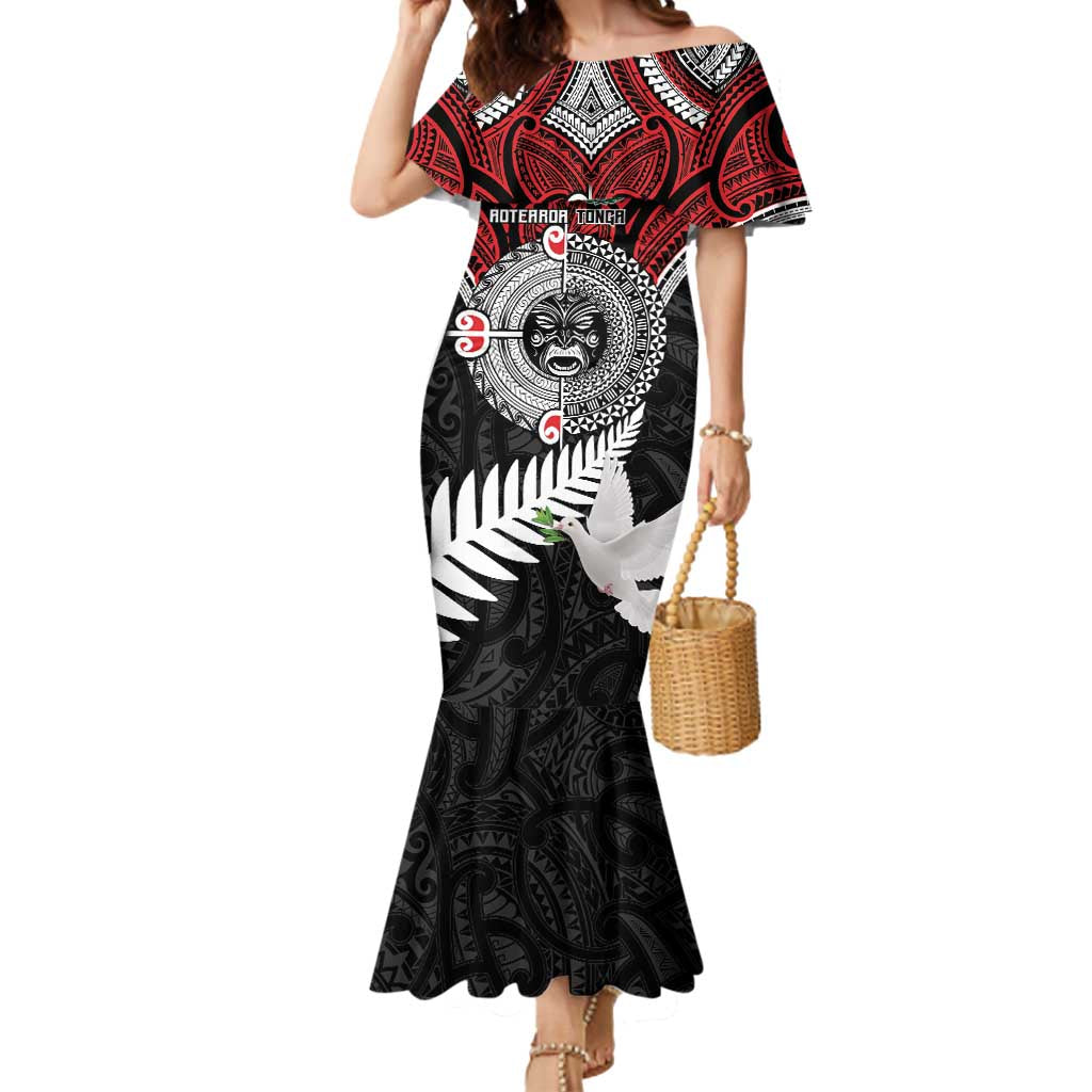 Aotearoa and Tonga Mo Te Tiriti Mermaid Dress New Zealand Honour The Treaty Ake!Ake!Ake! LT9 Women Red - Polynesian Pride