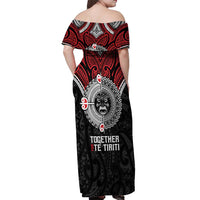 Aotearoa and Tonga Mo Te Tiriti Off Shoulder Maxi Dress New Zealand Honour The Treaty Ake!Ake!Ake!