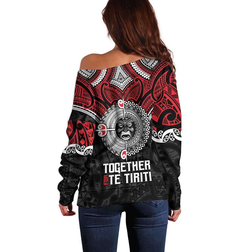 Aotearoa and Tonga Mo Te Tiriti Off Shoulder Sweater New Zealand Honour The Treaty Ake!Ake!Ake!