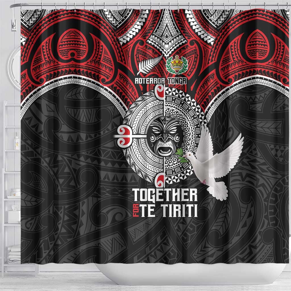 Aotearoa and Tonga Mo Te Tiriti Shower Curtain New Zealand Honour The Treaty Ake!Ake!Ake!