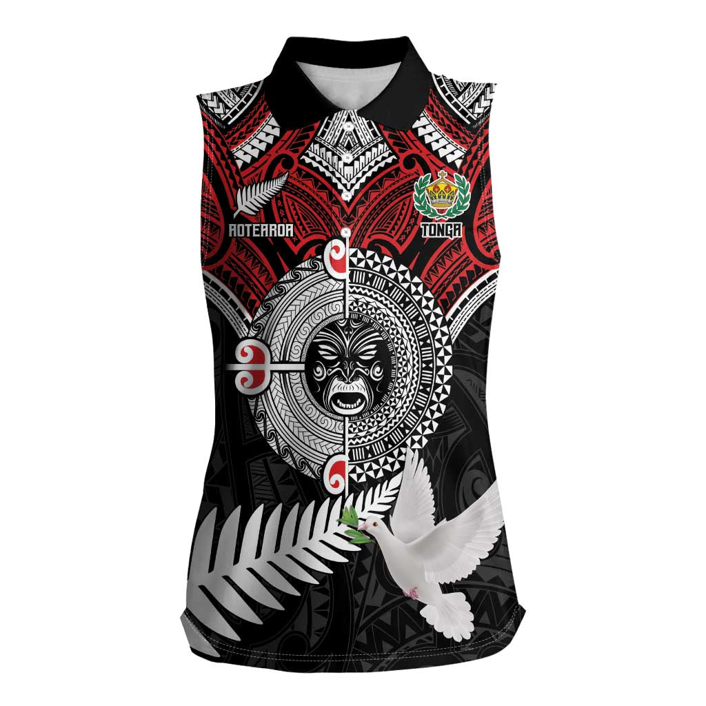 Aotearoa and Tonga Mo Te Tiriti Women Sleeveless Polo Shirt New Zealand Honour The Treaty Ake!Ake!Ake! LT9 Female Red - Polynesian Pride