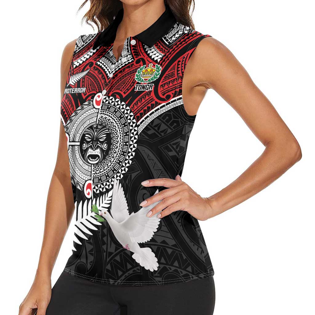 Aotearoa and Tonga Mo Te Tiriti Women Sleeveless Polo Shirt New Zealand Honour The Treaty Ake!Ake!Ake! LT9 - Polynesian Pride