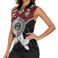 Aotearoa and Tonga Mo Te Tiriti Women Sleeveless Polo Shirt New Zealand Honour The Treaty Ake!Ake!Ake! LT9 - Polynesian Pride