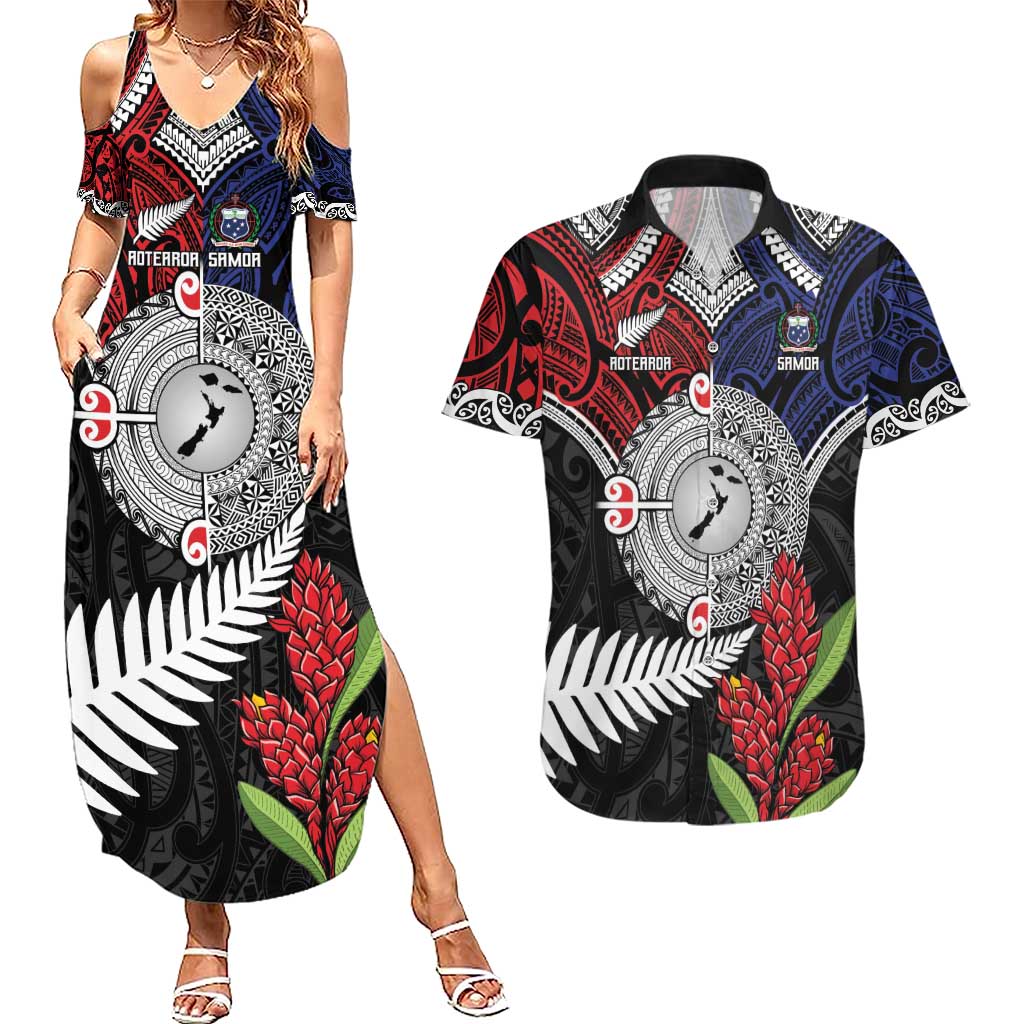 Aotearoa and Samoa Mo Te Tiriti Couples Matching Summer Maxi Dress and Hawaiian Shirt Tangata Moana Stand with Tangata Whenua