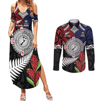 Aotearoa and Samoa Mo Te Tiriti Couples Matching Summer Maxi Dress and Long Sleeve Button Shirt Tangata Moana Stand with Tangata Whenua