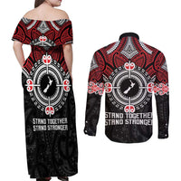 Aotearoa Proud To Be Maori Couples Matching Off Shoulder Maxi Dress and Long Sleeve Button Shirt New Zealand Fight Together