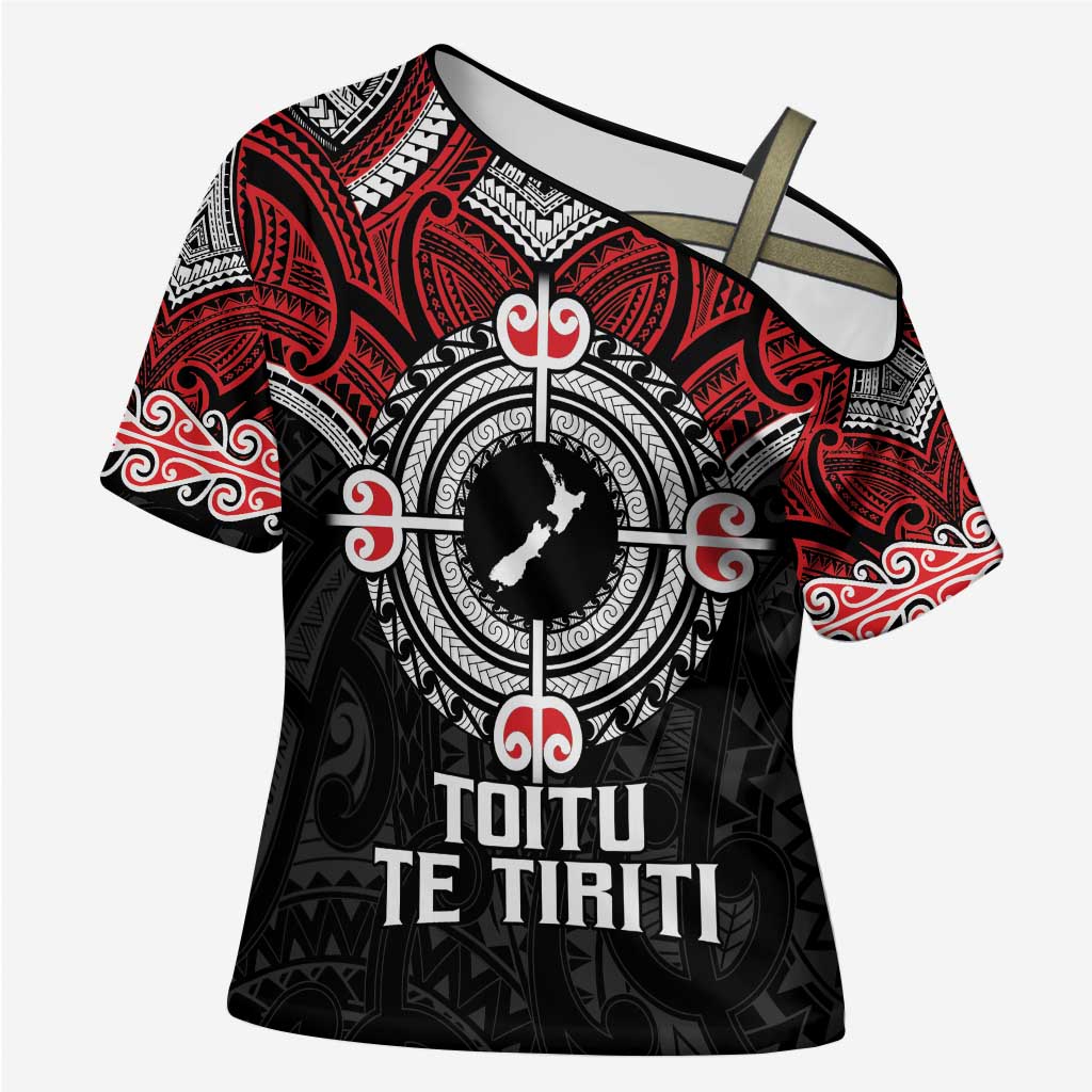 Aotearoa Proud To Be Maori Cross Shoulder Shirt New Zealand Fight Together - Polynesian Pride
