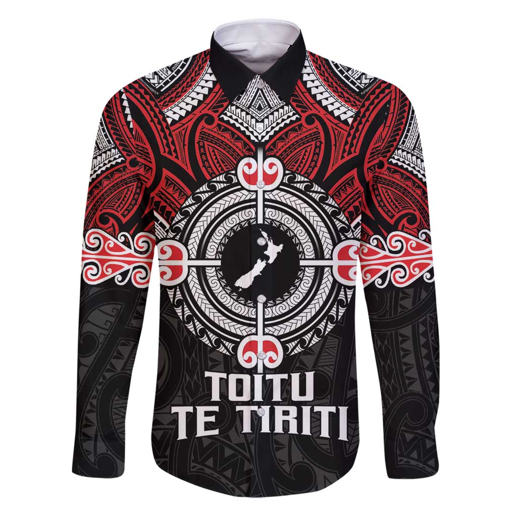 Aotearoa Proud To Be Maori Family Matching Puletasi and Hawaiian Shirt New Zealand Fight Together LT9 Dad's Shirt - Long Sleeve Red - Polynesian Pride