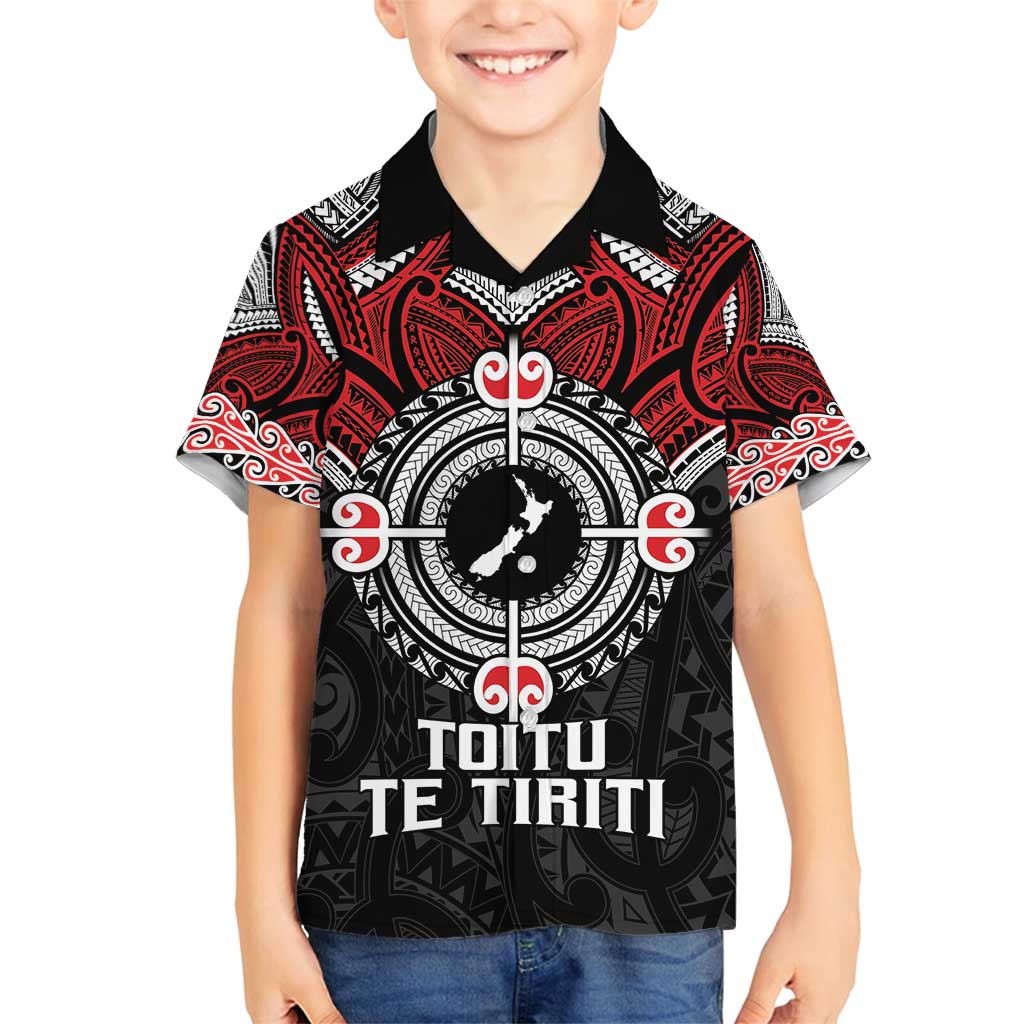 Aotearoa Proud To Be Maori Family Matching Puletasi and Hawaiian Shirt New Zealand Fight Together LT9 Son's Shirt Red - Polynesian Pride