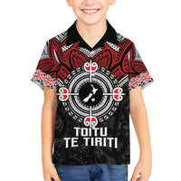 Aotearoa Proud To Be Maori Family Matching Puletasi and Hawaiian Shirt New Zealand Fight Together LT9 Son's Shirt Red - Polynesian Pride