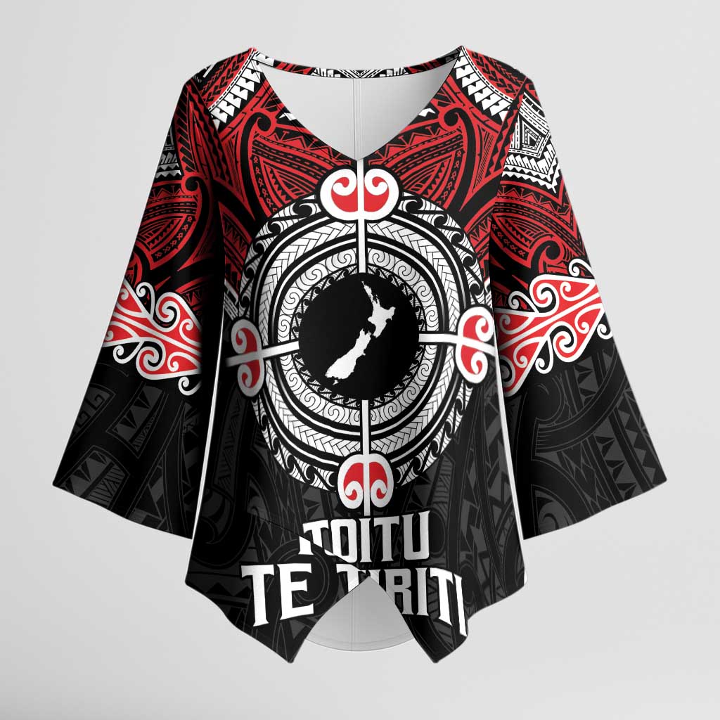 Aotearoa Proud To Be Maori Kimono Sleeve Blouse New Zealand Fight Together - Polynesian Pride