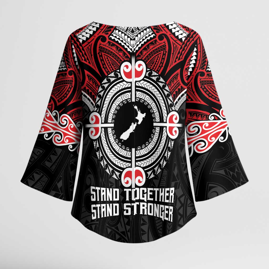 Aotearoa Proud To Be Maori Kimono Sleeve Blouse New Zealand Fight Together - Polynesian Pride