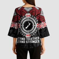 Aotearoa Proud To Be Maori Kimono Sleeve Blouse New Zealand Fight Together - Polynesian Pride