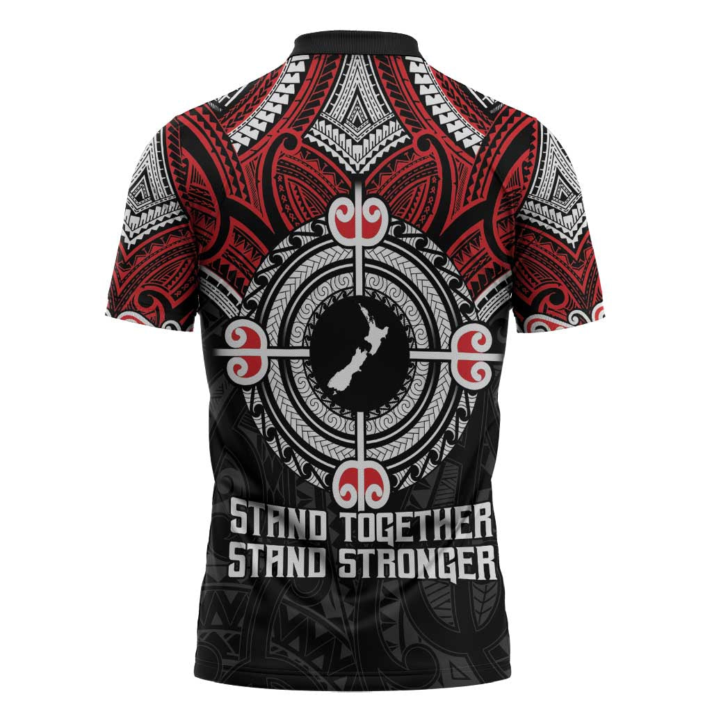 Aotearoa Proud To Be Maori Zipper Polo Shirt New Zealand Fight Together - Polynesian Pride