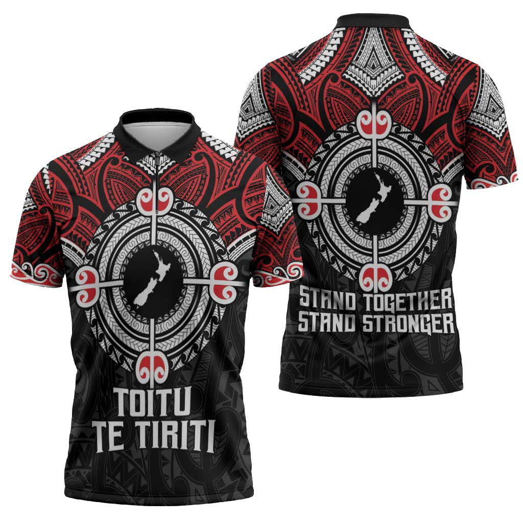 Aotearoa Proud To Be Maori Zipper Polo Shirt New Zealand Fight Together - Polynesian Pride