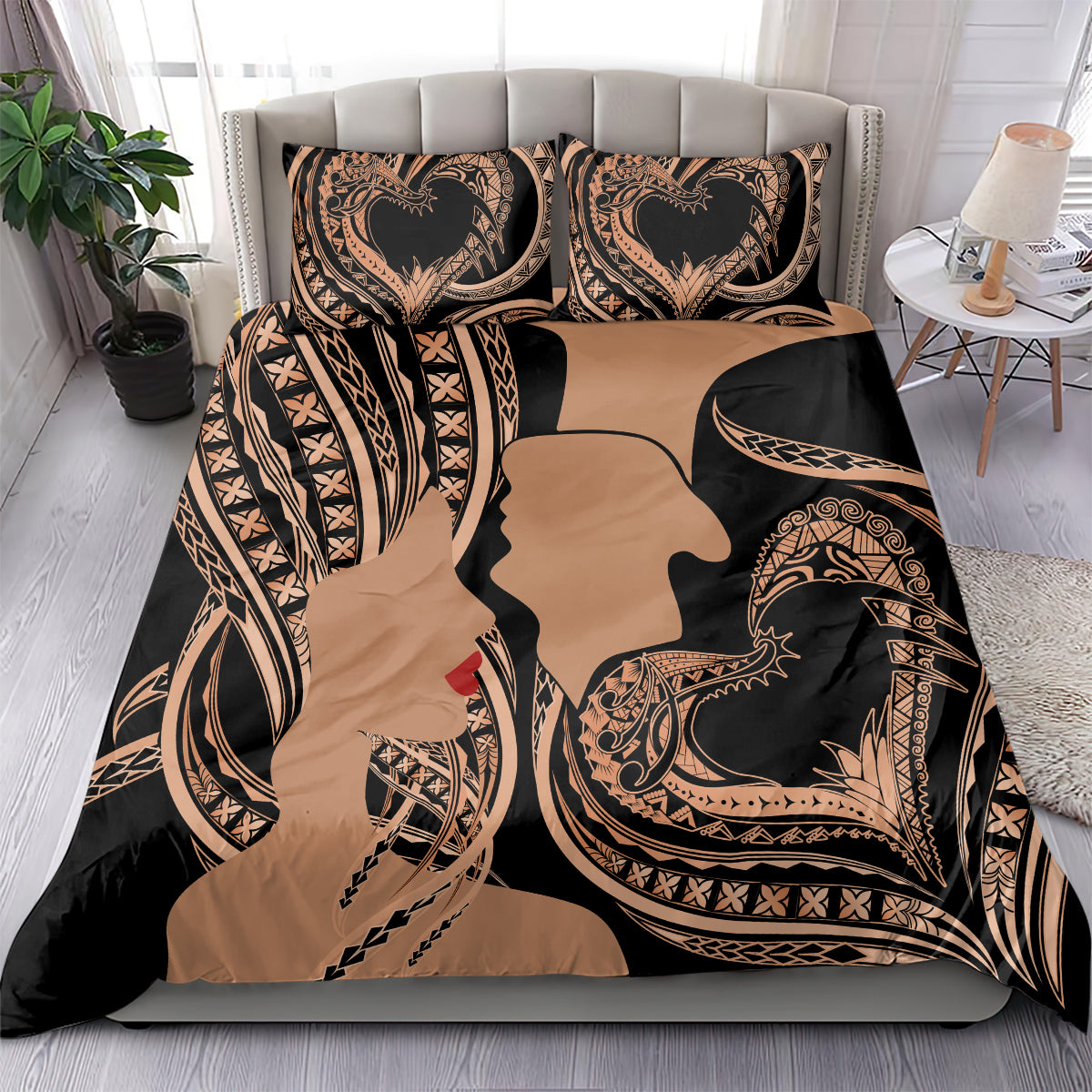 Personalised Valentines Day Romantic Lovers Bedding Set LT9 - Polynesian Pride