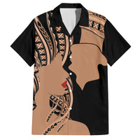 Personalised Valentines Day Romantic Lovers Family Matching Tank Maxi Dress and Hawaiian Shirt LT9 Dad's Shirt - Short Sleeve Gold - Polynesian Pride