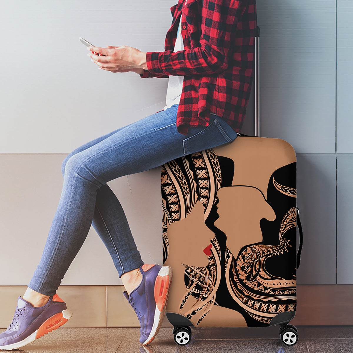 Personalised Valentines Day Romantic Lovers Luggage Cover LT9 - Polynesian Pride