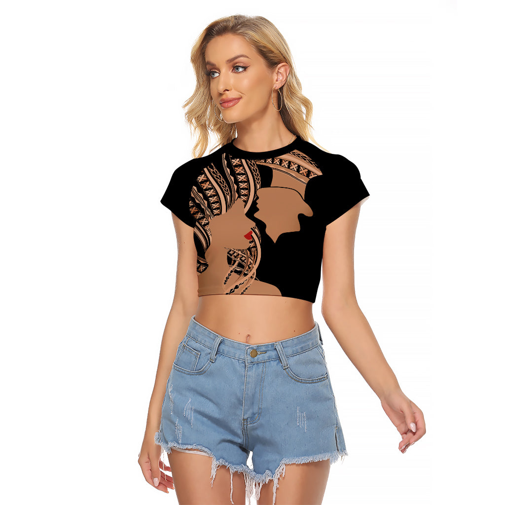 Personalised Valentines Day Romantic Lovers Raglan Cropped T Shirt LT9 Female Gold - Polynesian Pride