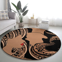 Personalised Valentines Day Romantic Lovers Round Carpet LT9 - Polynesian Pride