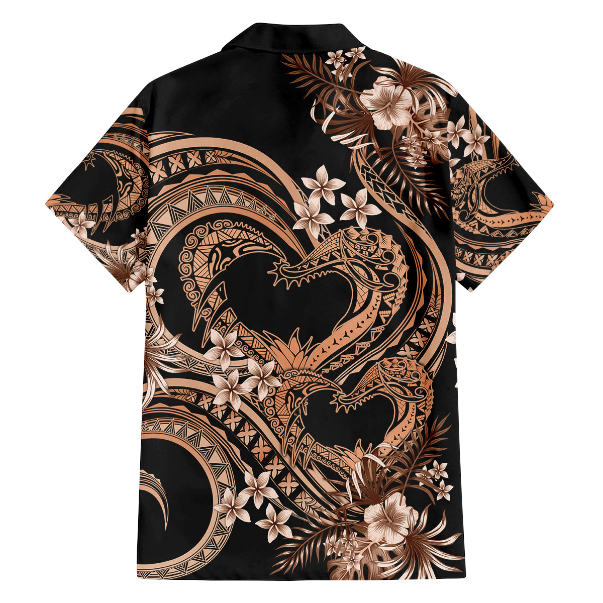 Polynesia Valentines Day Forever In My Heart Tattoo Family Matching Off Shoulder Short Dress and Hawaiian Shirt Gold Style LT9 - Polynesian Pride