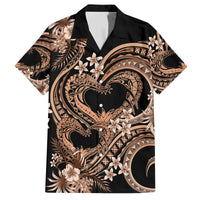 Polynesia Valentines Day Forever In My Heart Tattoo Family Matching Tank Maxi Dress and Hawaiian Shirt Gold Style LT9 Dad's Shirt - Short Sleeve Gold - Polynesian Pride