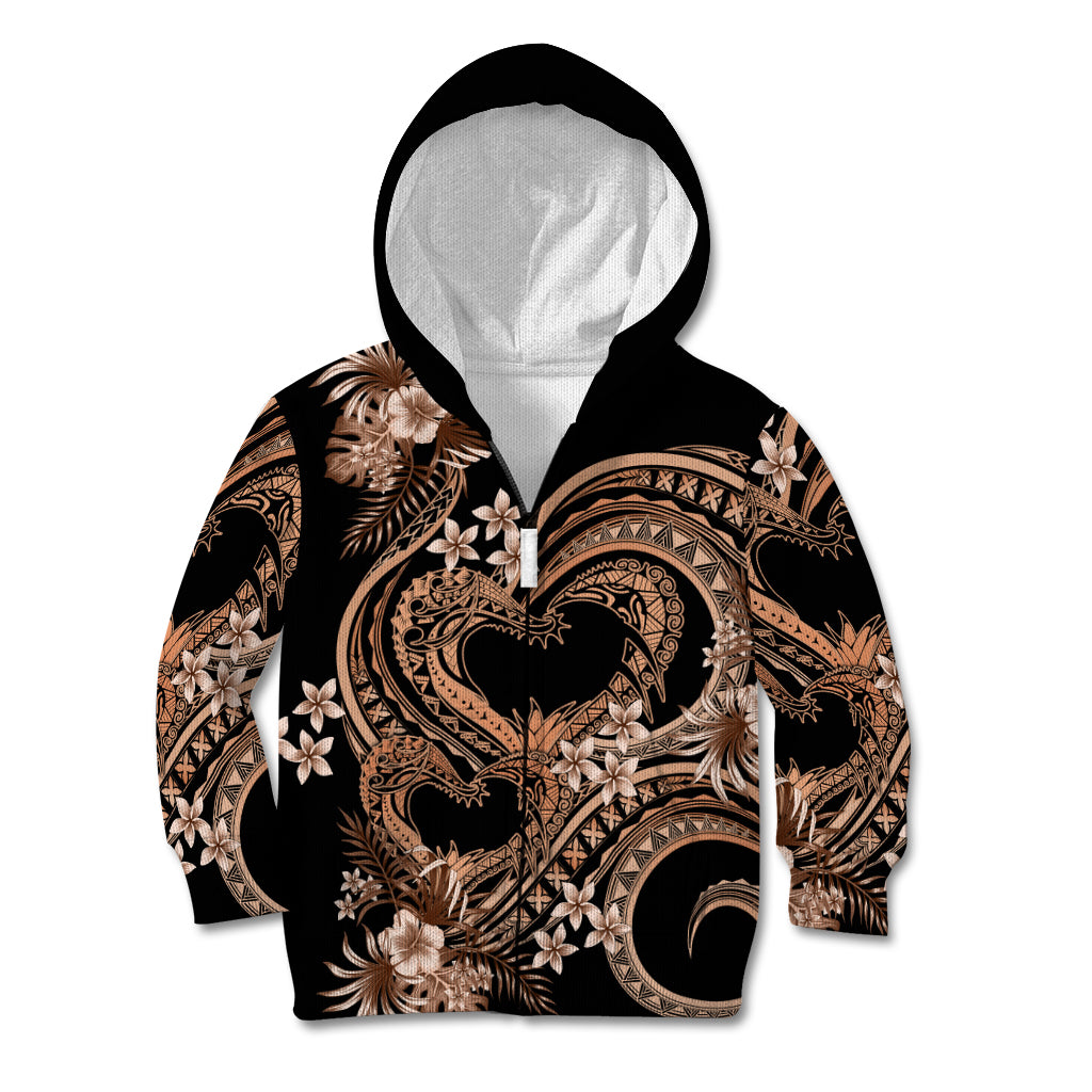 Polynesia Valentines Day Forever In My Heart Tattoo Kid Hoodie Gold Style LT9 Zip Hoodie Gold - Polynesian Pride