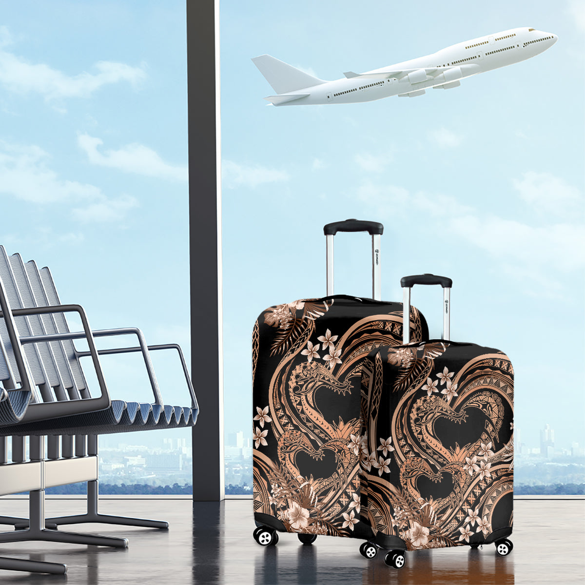 Polynesia Valentines Day Forever In My Heart Tattoo Luggage Cover Gold Style LT9 - Polynesian Pride