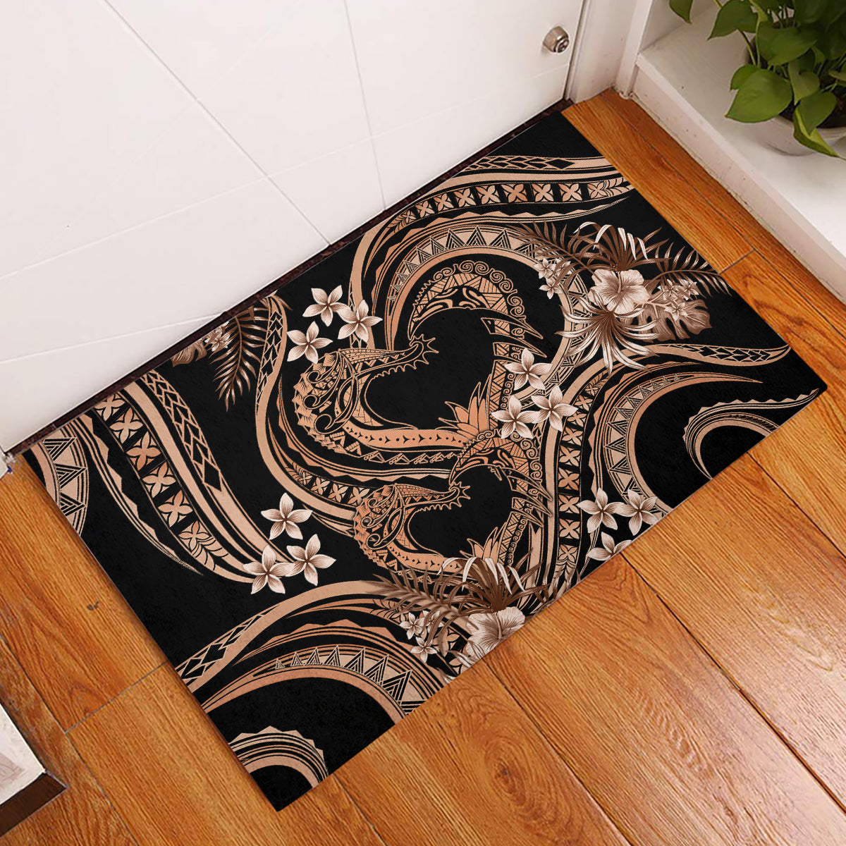 Polynesia Valentines Day Forever In My Heart Tattoo Rubber Doormat Gold Style LT9 Gold - Polynesian Pride