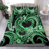 Polynesia Valentines Day Forever In My Heart Tattoo Bedding Set Green Style LT9 - Polynesian Pride
