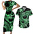 Polynesia Valentines Day Forever In My Heart Tattoo Couples Matching Short Sleeve Bodycon Dress and Hawaiian Shirt Green Style LT9 Green - Polynesian Pride