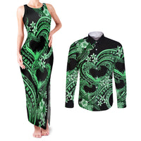Polynesia Valentines Day Forever In My Heart Tattoo Couples Matching Tank Maxi Dress and Long Sleeve Button Shirt Green Style LT9 Green - Polynesian Pride