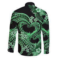 Polynesia Valentines Day Forever In My Heart Tattoo Family Matching Off Shoulder Maxi Dress and Hawaiian Shirt Green Style LT9 - Polynesian Pride