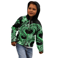 Polynesia Valentines Day Forever In My Heart Tattoo Kid Hoodie Green Style LT9 - Polynesian Pride