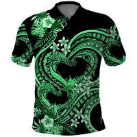 Polynesia Valentines Day Forever In My Heart Tattoo Polo Shirt Green Style LT9 Green - Polynesian Pride