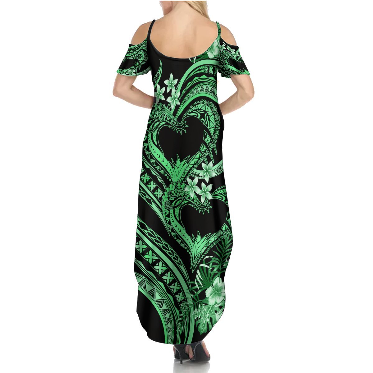 Polynesia Valentines Day Forever In My Heart Tattoo Summer Maxi Dress Green Style LT9 - Polynesian Pride