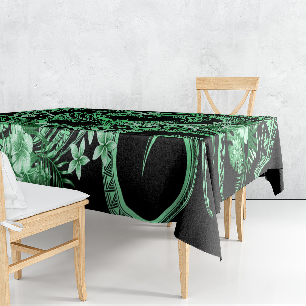Polynesia Valentines Day Forever In My Heart Tattoo Tablecloth Green Style LT9 - Polynesian Pride