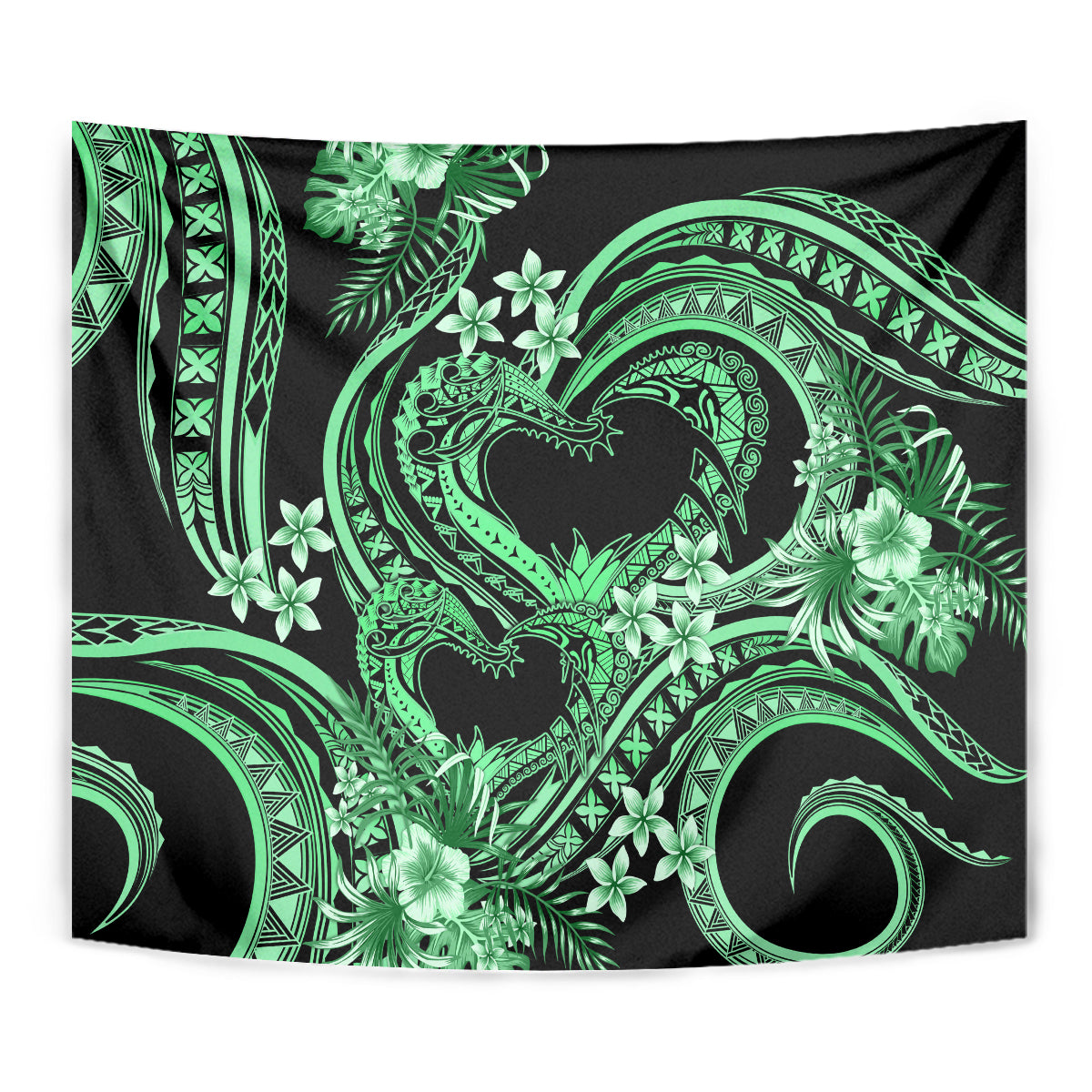 Polynesia Valentines Day Forever In My Heart Tattoo Tapestry Green Style LT9 - Polynesian Pride