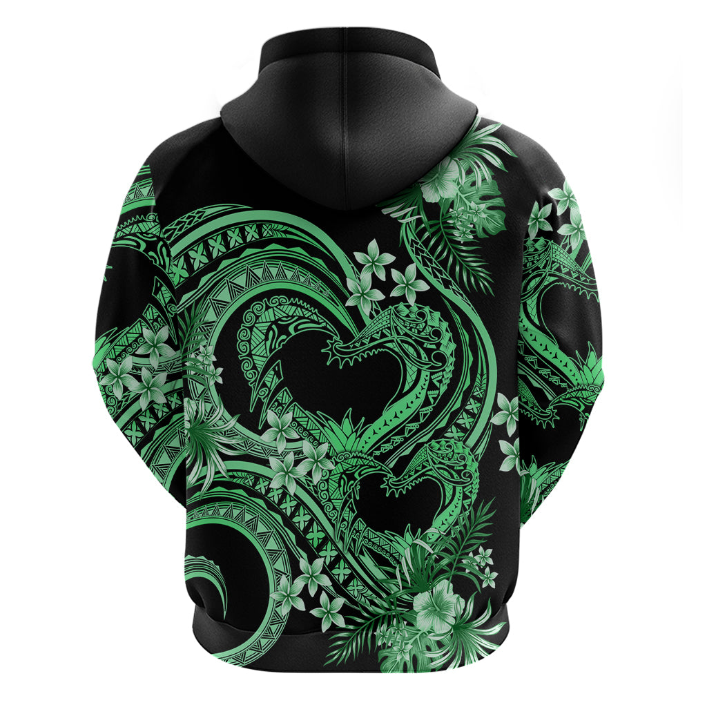 Polynesia Valentines Day Forever In My Heart Tattoo Zip Hoodie Green Style LT9 - Polynesian Pride