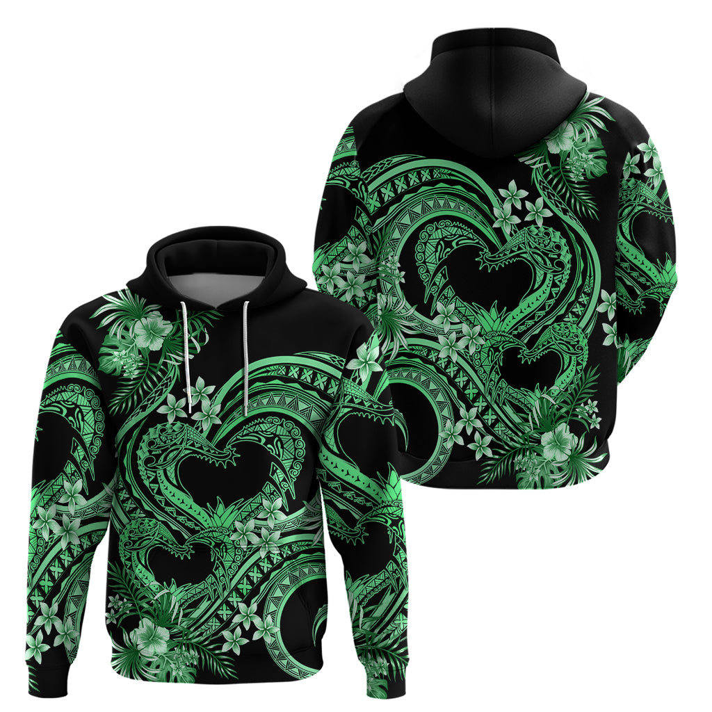 Polynesia Valentines Day Forever In My Heart Tattoo Zip Hoodie Green Style LT9 - Polynesian Pride